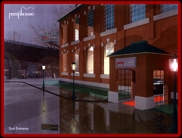 "The Pumphouse," East Entrance, envisioned on a rainy night ...